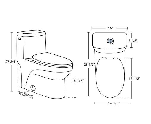 ADA COMPLIANT ONE PIECE OVAL TOILET WITH SOFT CLOSING SEAT AND SIDE FLUSH HEIGHT 27 4/5"